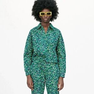 ZARA FLORAL POLO SWEATSHIRT